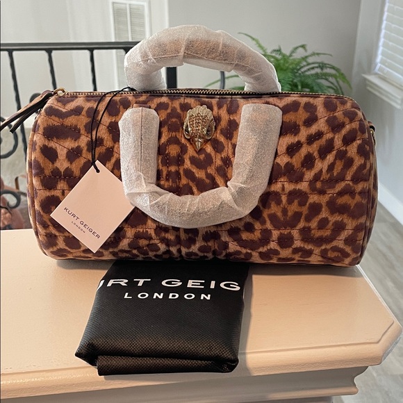 Kurt Geiger Brown Leopard Barrel Bag - Picture 6 of 6